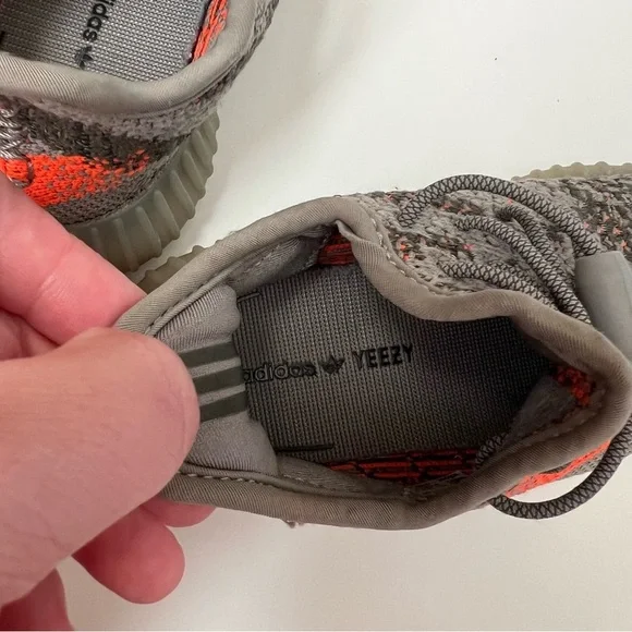 Adidas Yeezy Boost 350 V2 Sneakers/Gray with vibrant orange details Kids- Size 8 - Picture 10 of 11